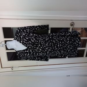 3/4 sleeve faux wrap dress